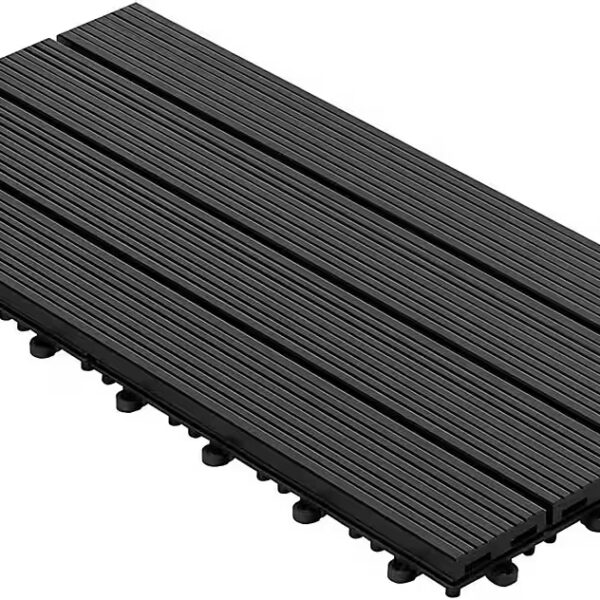 Click tiles WPC terrace decking Royal Anthracite, 60x30 cm, wood plank look, plank