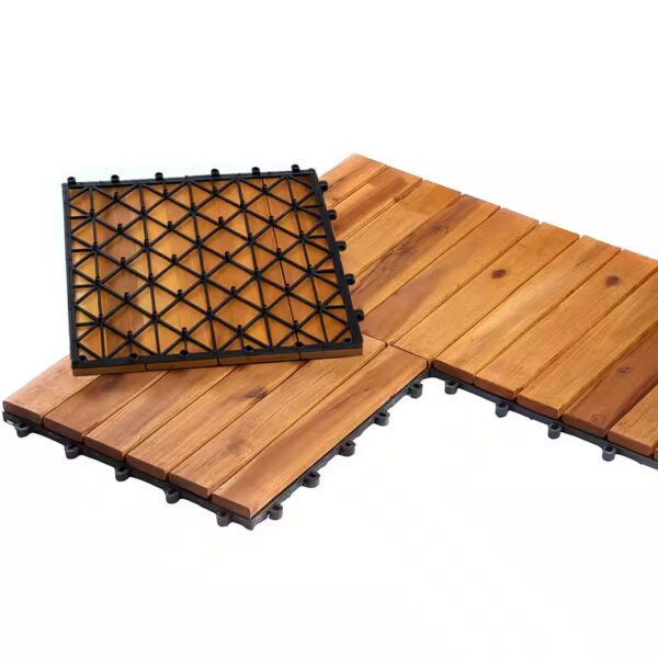 Wooden tiles, 11 balcony tiles 30x30, terrace tiles, click system, 1 sqm balcony floor