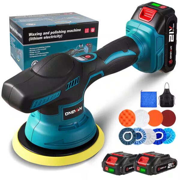 Cordless polisher with 150 mm eccentric drive and 8 variable speeds up to 7800 rpm