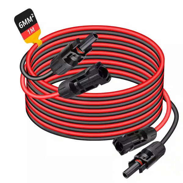 Solar module, solar cable, extension cable with solar plug (red/black, 6 mm)