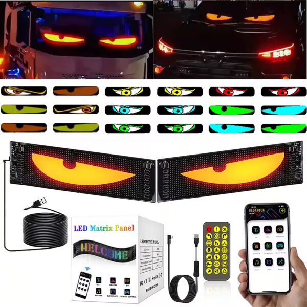 Car Sunshade LED Eyes for Trucks and Cars Devil's Eyes Car Dynamic Eye Lamp DIY