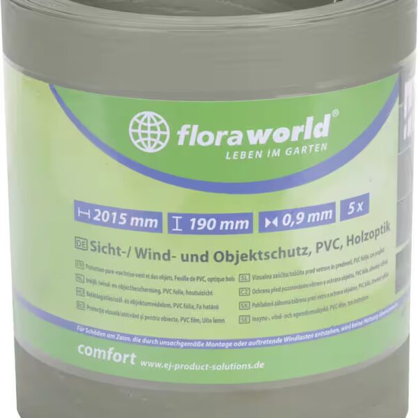 Floraworld privacy screen strips, 201.5 x 19 cm, grey