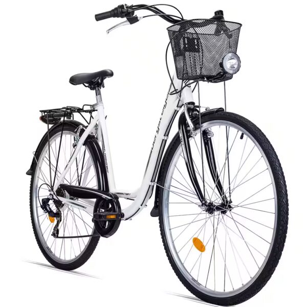 Florence city bike, 28-inch women's bicycle with basket, lights, from 160 cm