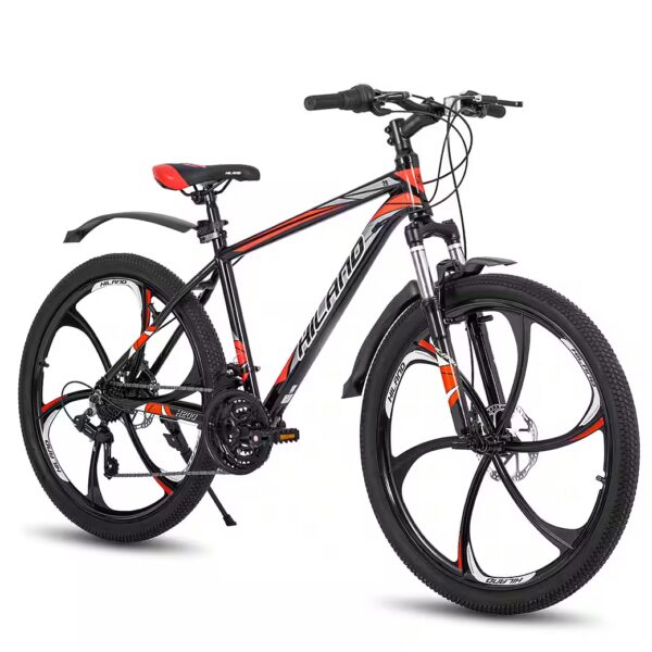 26-inch mountain bike (MTB) for youth, men, women, and boys with aluminum frame, disc brakes, suspension fork, 6-spoke wheels