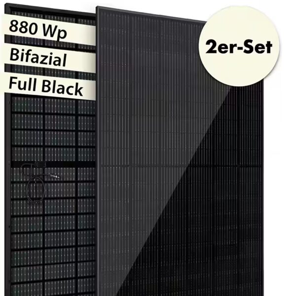 Balcony Power Plant: High-performance solar system set with 2 modules, bifacial, full-black