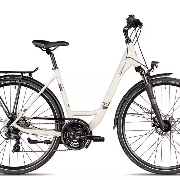 TRS GO Wave trekking bike 21-speed Shimano Tourney RD-TY300-7 derailleur, derailleur gears, mechanical disc brakes, white