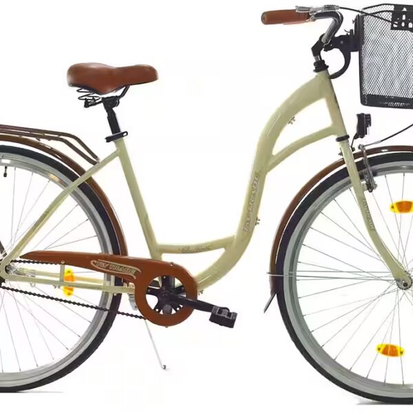 City Bike 28 Inch Women's Girls' City Bicycle Bike Road Traffic Regulations Reflective Beige 1 Speed