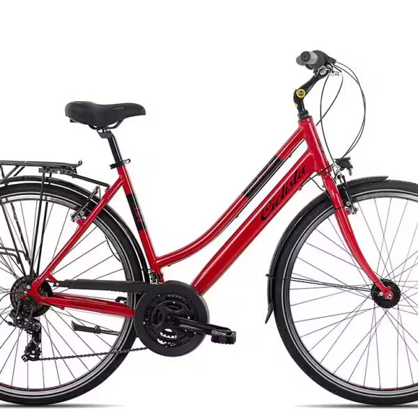 Ponte Vecchio Trapez city bike 21-speed Shimano Tourney 21 derailleur, derailleur gears, women's city bike, red/orange