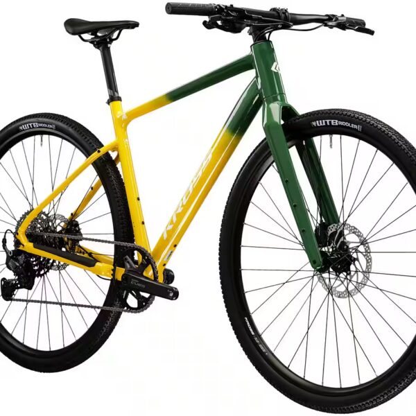 Gravel bike Esker Flatbar green 10 gears 10-speed Shimano CUES U6000 derailleur, chain drive