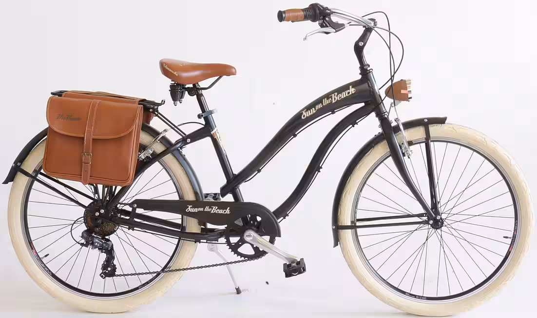 Cruiser CRUISER Sun on the beach LADY 6-speed derailleur gears (2-piece set with panniers), for women, derailleur gears