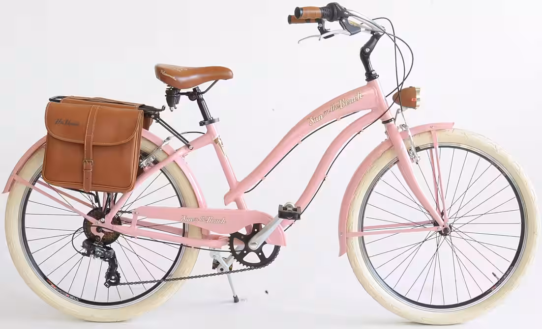 Cruiser CRUISER Sun on the beach LADY 6-speed derailleur gears, (2-piece set with double panniers), for women, derailleur gears