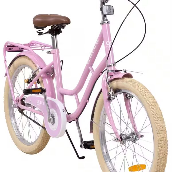 Retrostar Girls' Bicycle in Pink 1-speed, no gears, (children's bicycle, bicycle from 6 years, children's bicycle 20 inch, 1-piece, bicycle for children, bicycle for girls, bicycle with luggage rack), luggage rack, bicycle stand, sprung saddle