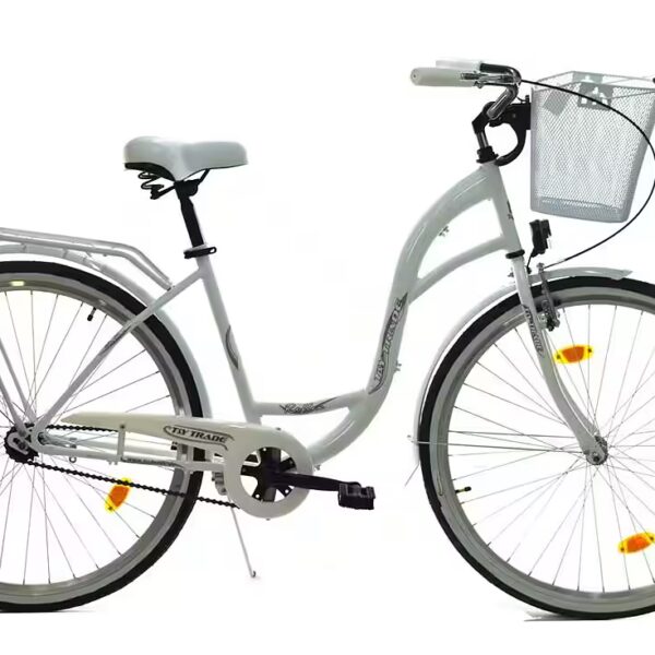 City Bike 28 inch Children's Girls' City Bicycle Bike Road Traffic Regulations Reflective White 1 Speed
