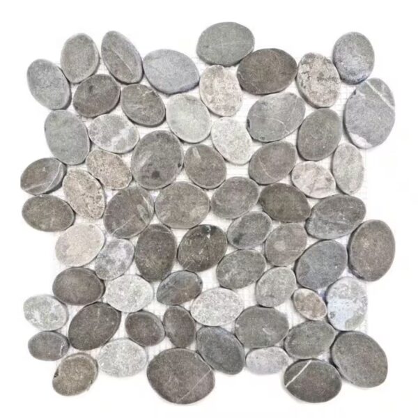 Mosaic tiles, natural stone, river pebbles, cut stone, ash grey anthracite