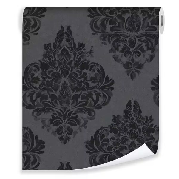 Non-woven wallpaper, black and grey, abstract, for living room and bedroom, 3D effect