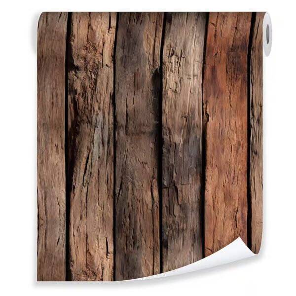 Non-woven wallpaper, brown wood natural, living room/bedroom wallpaper, 3D effect