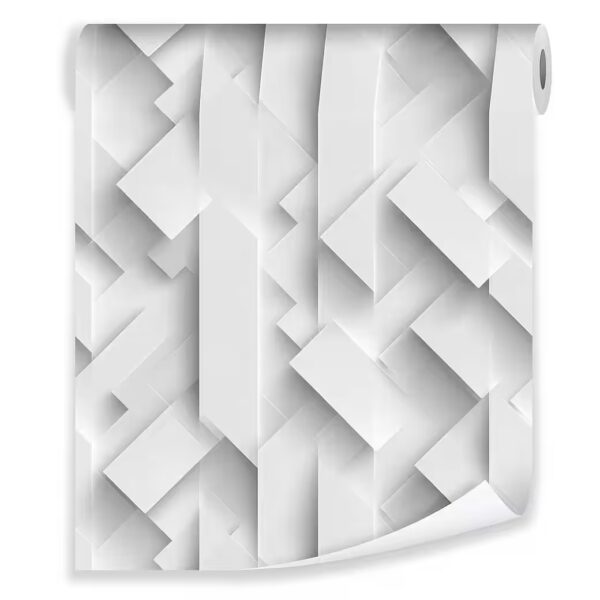 Non-woven wallpaper, white, textured, abstract, for living room/bedroom, 3D effect