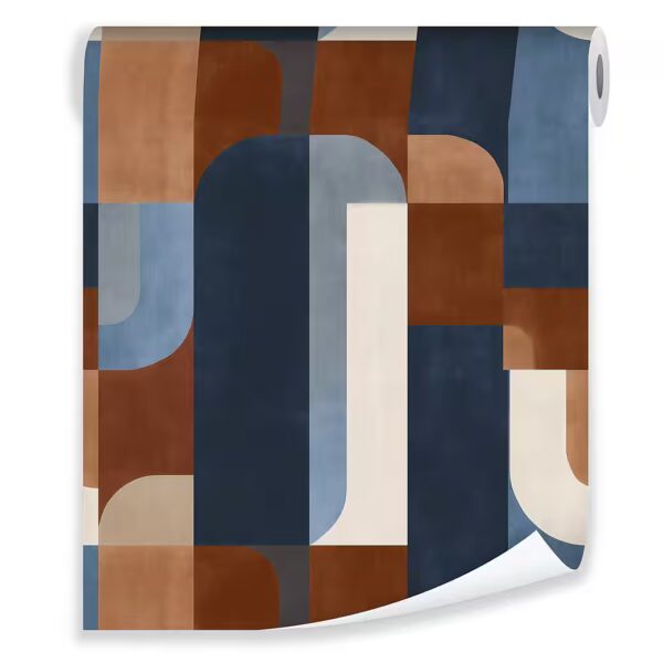 Non-woven wallpaper, blue and white abstract, for living room and bedroom, 3D effect