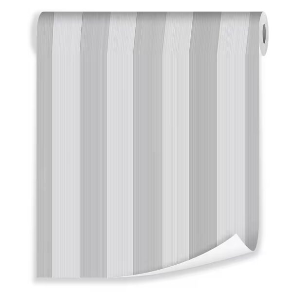 Non-woven wallpaper, grey and white stripes, for living room and bedroom, 3D effect