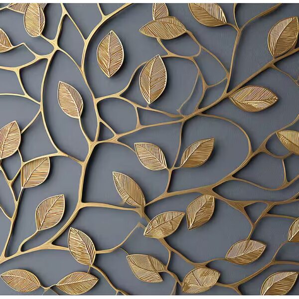 Photo wallpaper leaves gold black non-woven wallpaper living room bedroom wall covering