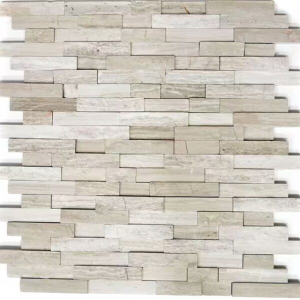 Mosaic tiles split-face marble mosaic stone wall natural stone brick light grey stripes