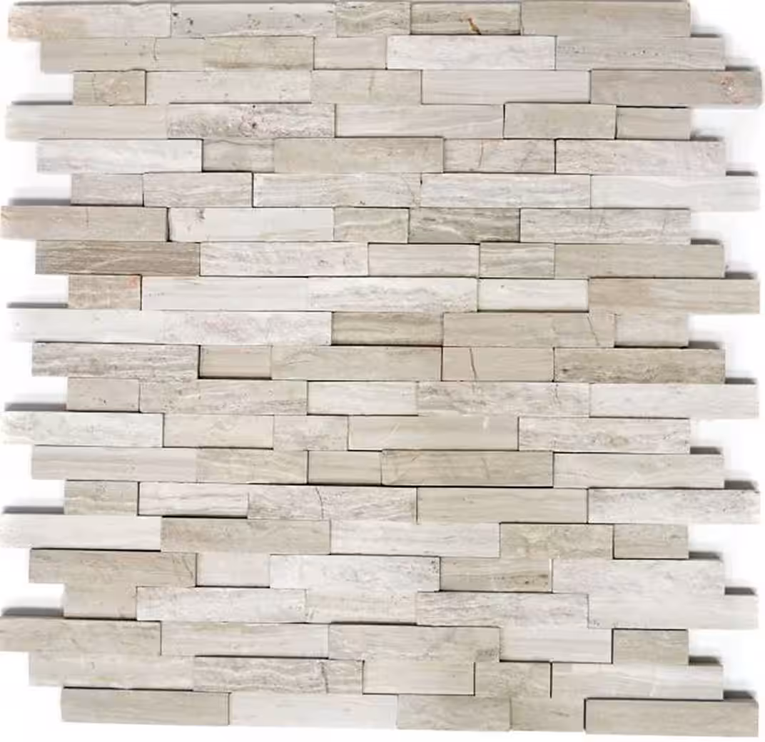 Mosaic tiles split-face marble mosaic stone wall natural stone brick light grey stripes