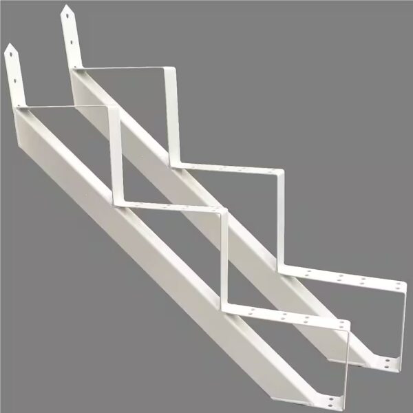 Exterior staircase, 3-step stair frame, white, stringer, floor height 53cm