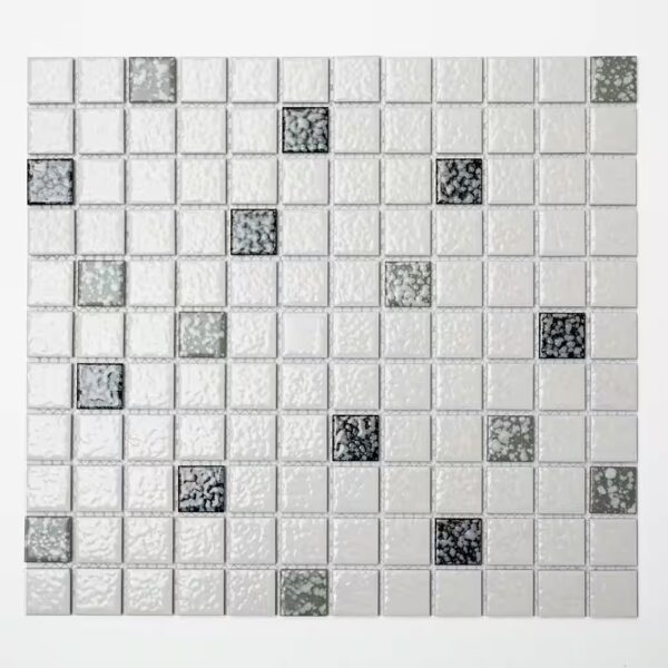 Mosaic tiles, ceramic mosaic, white, black, grey, textured mosaic tile, bathroom