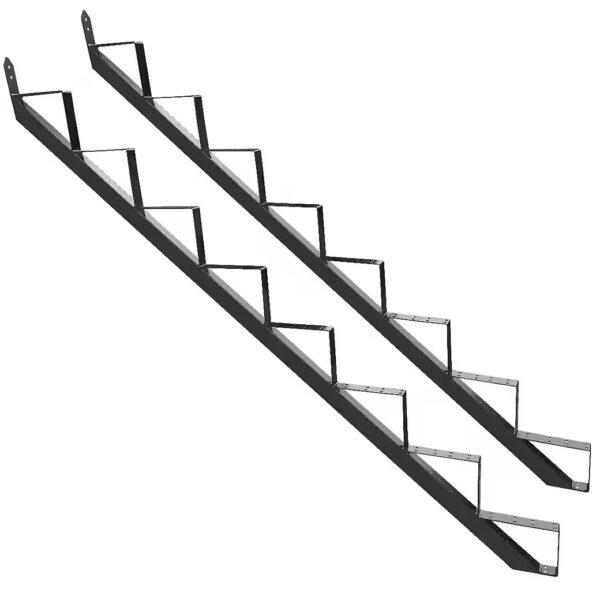 Exterior staircase, 8-step stair frame, anthracite, stringer, floor height 148cm