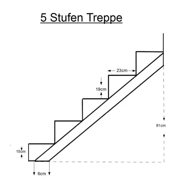 Exterior staircase, 5-step stair frame, galvanized, stringer, floor height 91cm
