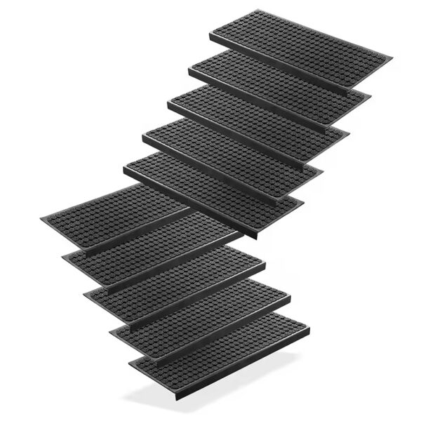 Stair mats, 10 pieces, rubber stair treads, 75 x 25 cm, anti-slip