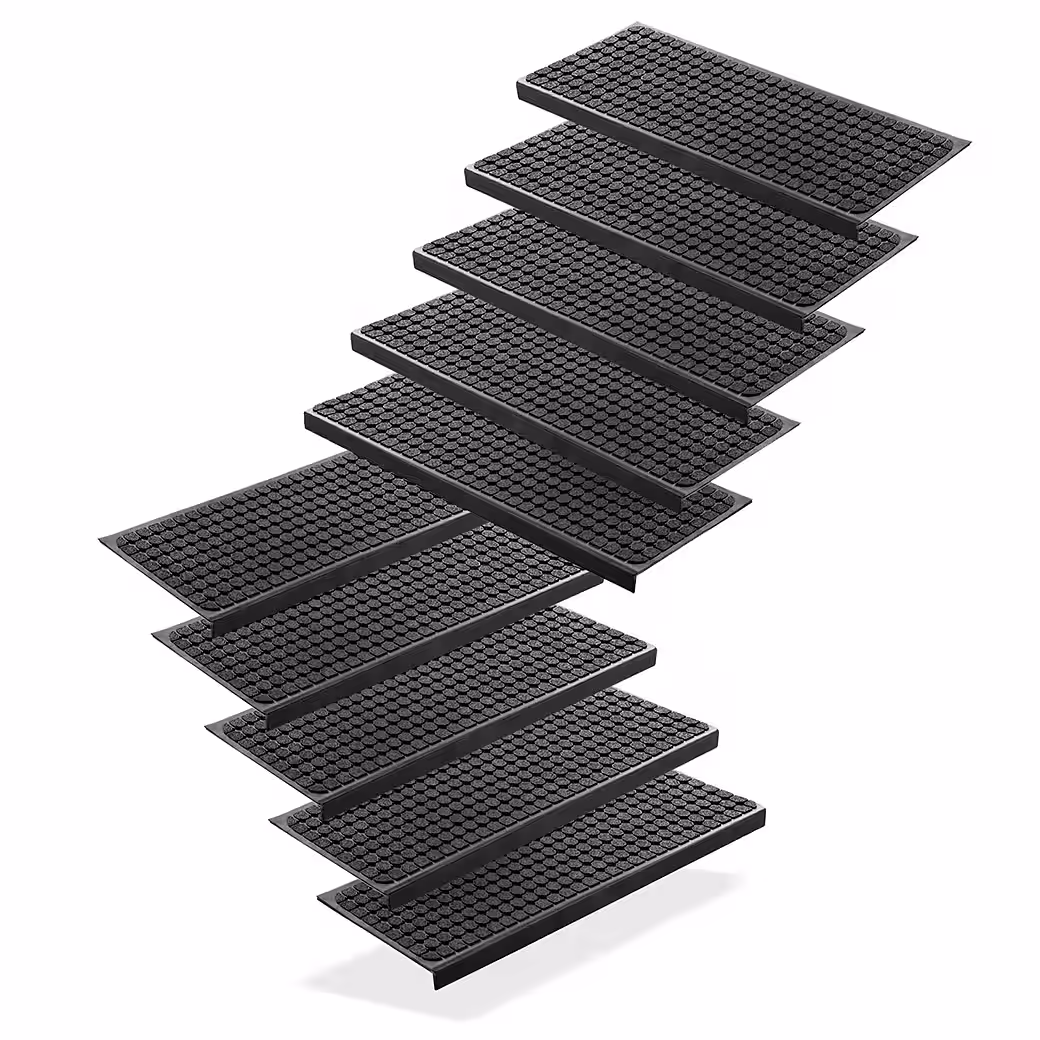 Stair mats, 10 pieces, rubber stair treads, 75 x 25 cm, anti-slip