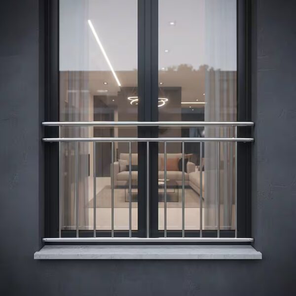 Balustrade railings, railings, stair railings, balcony railings made of V2A stainless steel