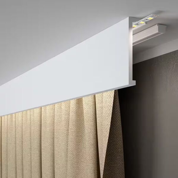 Polystyrene stucco moulding, 40 x 120 x 2000 mm, white, curtain strip