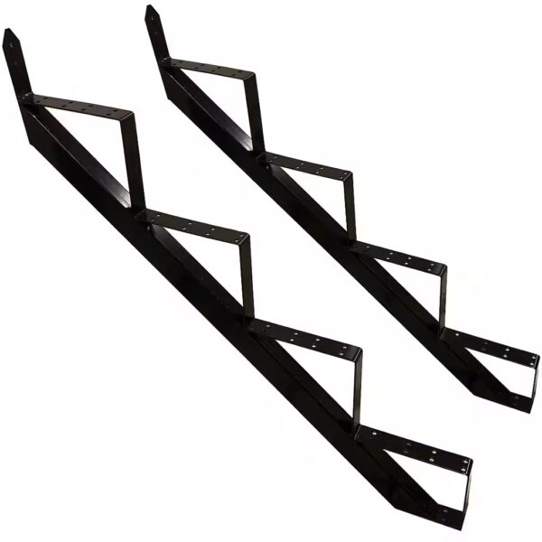 Outdoor staircase, 4-step steel staircase, black, floor height 72cm