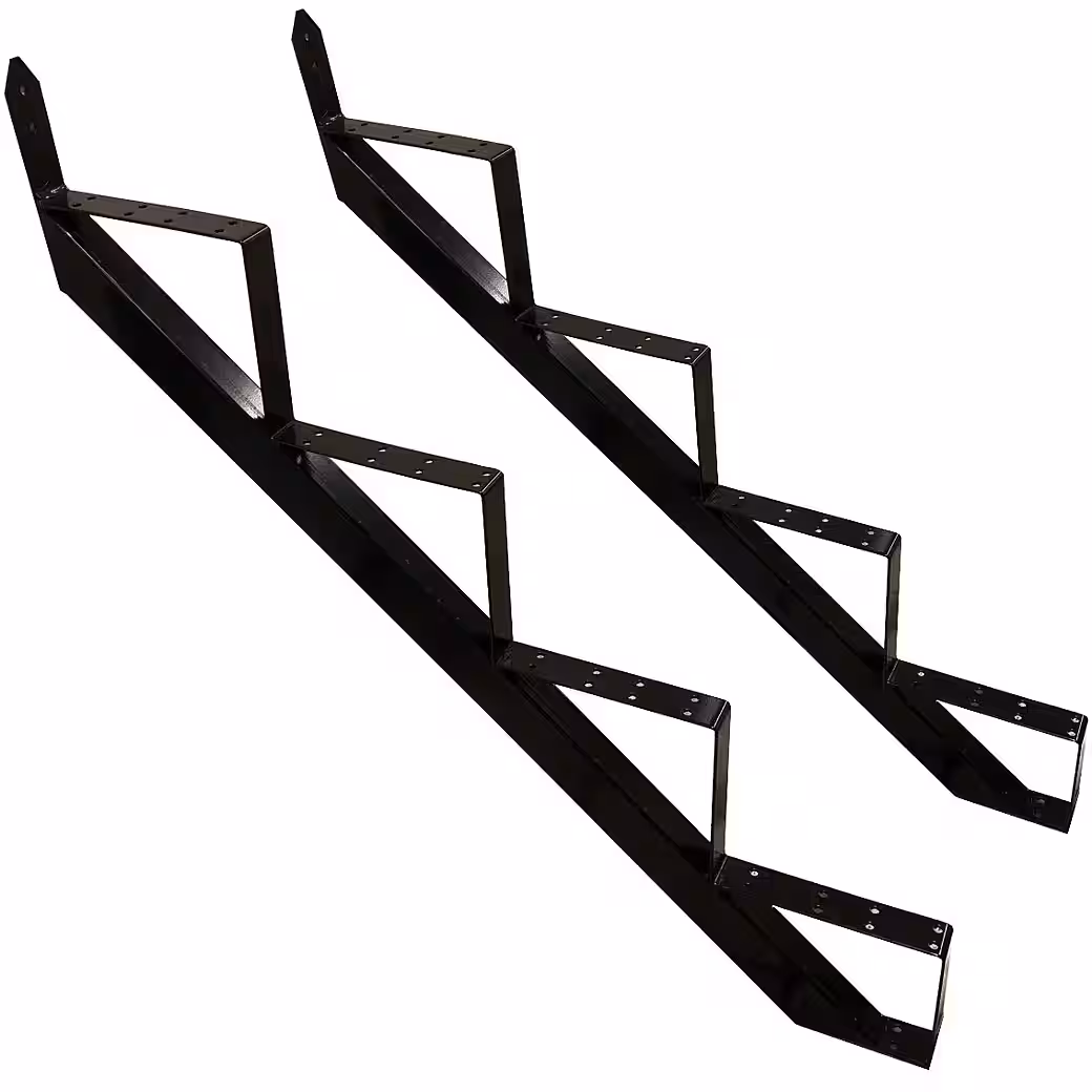 Outdoor staircase, 4-step steel staircase, black, floor height 72cm