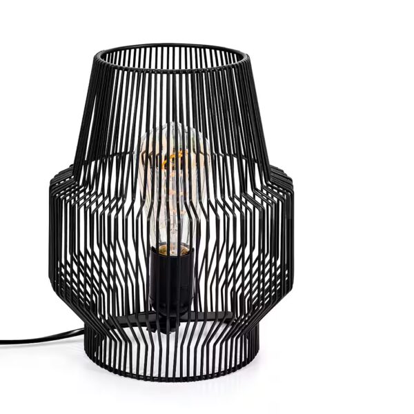 Modern metal table lamp in black without light bulb, bedside lamp with on/off switch, light effect, 1xE27, without light bulb