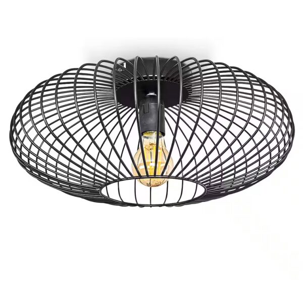 Ceiling light »Pieris« Metal ceiling lamp in black without light source, E27, light fixture with grid and light effect on the ceiling