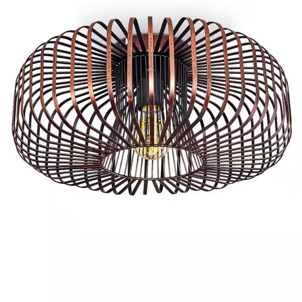 Ceiling light »Pieris« round ceiling lamp made of metal in black/copper without light source, E27, retro lamp with light effect through grid look