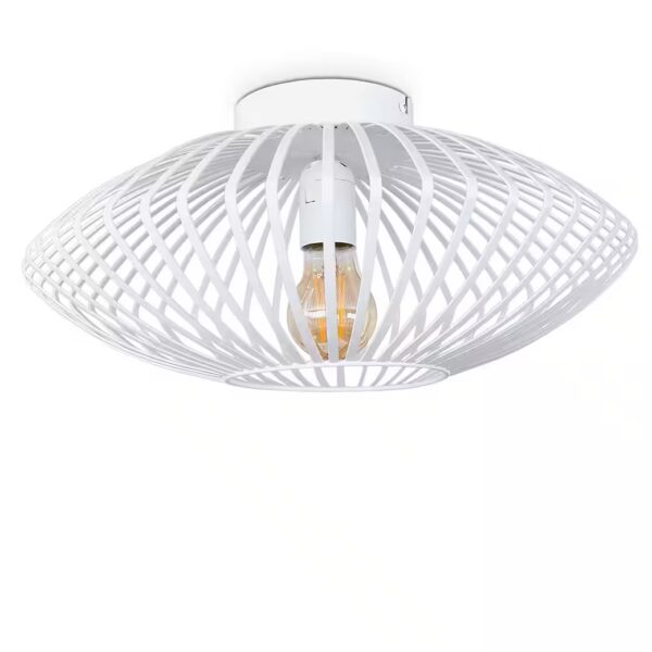 Ceiling light »Pieris« round metal ceiling lamp in white Without light source, retro lamp with light effect through grid design, Ø39cm, E27
