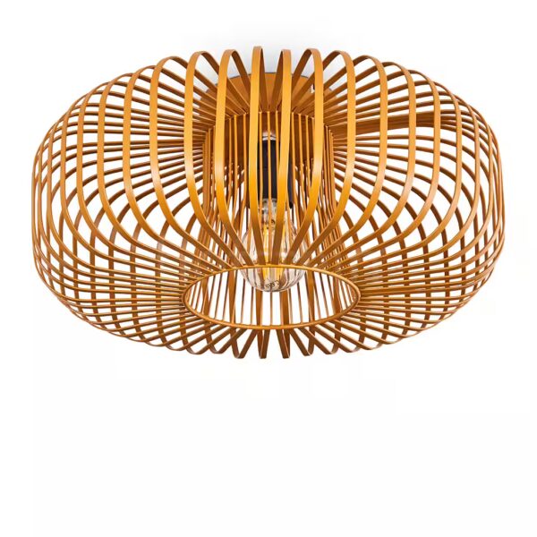 Round metal ceiling light in ochre without light source, retro lamp with light effect through grid look, Ø 40cm, E27 socket.