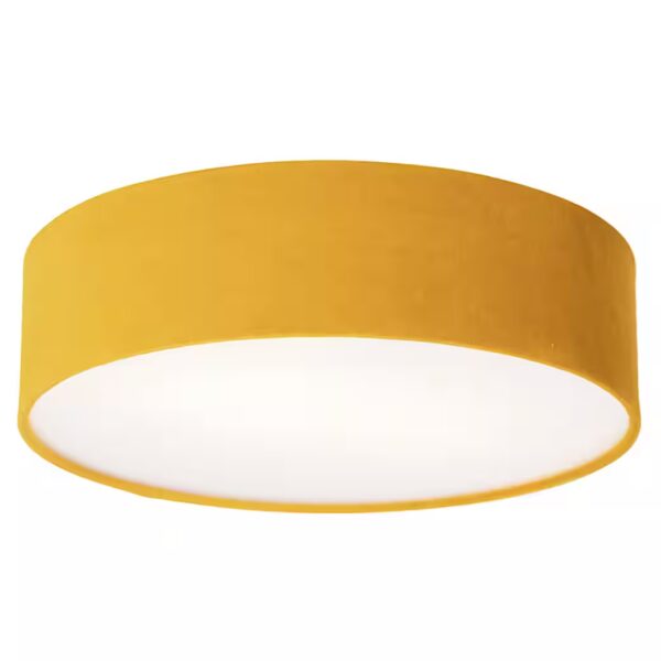 Drum ceiling light without light bulb, E27, yellow, modern, textile, 2-light