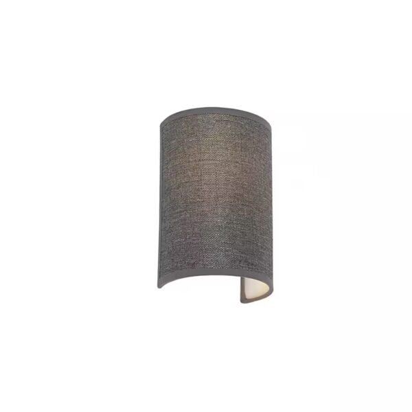 Drum wall light without light bulb, E27, grey, modern, textile, 1-light