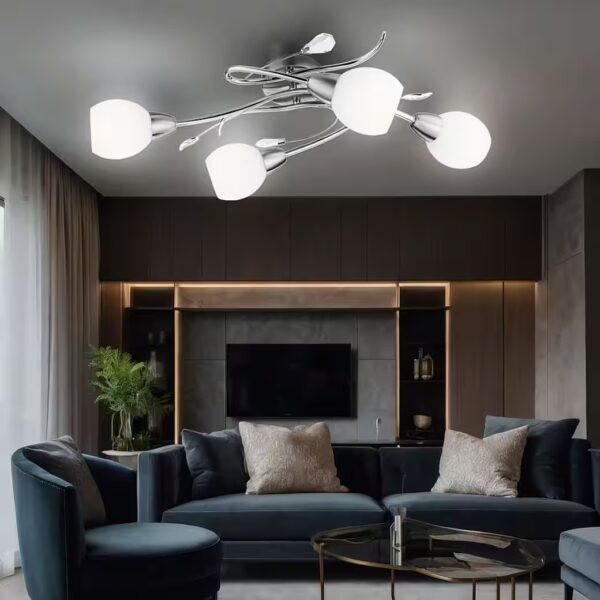 Globe light. Light bulbs not included, ceiling light, living room lamp, 4 lights, opal glass