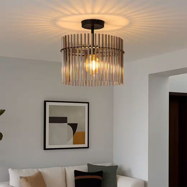 Ceiling light Light bulb not included, ceiling lamp, living room lamp, glass rods, smoke-colored, L 40cm