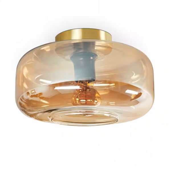 Ceiling light/ceiling lamp made of metal/glass in brass/amber/clear colors without light bulb, vintage design with glass shade (28 cm), 1 x E27, without light bulb