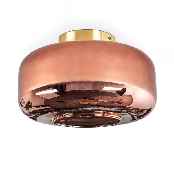 Round ceiling light made of metal/glass in brass/copper colors without light bulb, retro/vintage, with glass shade (28 cm), 1x E27, without light bulb