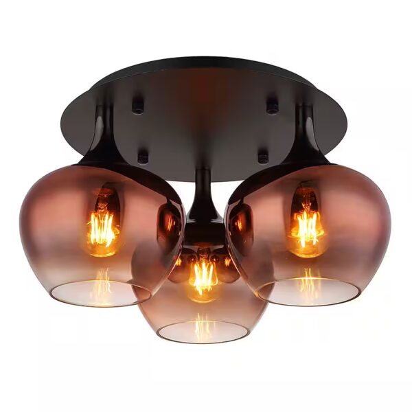 Ceiling light Light bulb not included, ceiling light, living room light, glass, copper, black matte