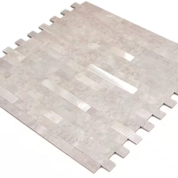 Mosaic tiles, self-adhesive vinyl sticks, stone, quartz, cement, grey, silver