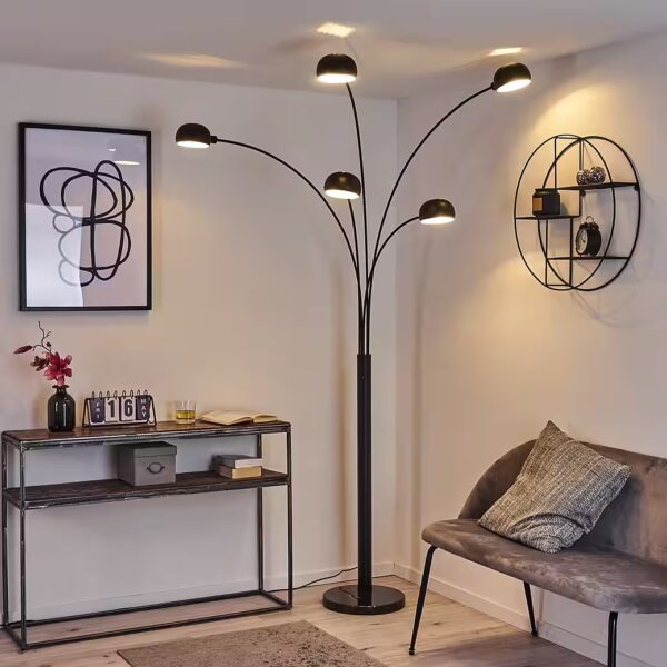 Floor lamp »Suio« Floor lamp made of metal and marble in black/white Without light bulb, floor lamp, E14, adjustable lamp heads, on/off switch